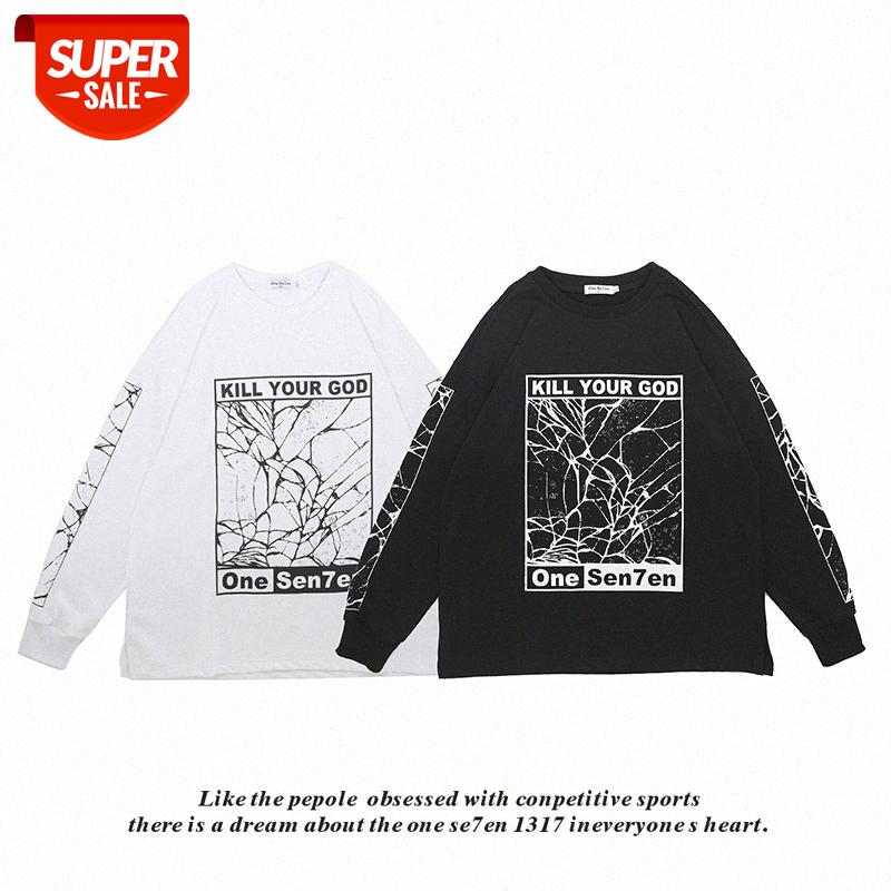 

Couple Personality Casual Letter Printing Direct Selling Round Neck Long Sleeve Sweater T-Shirt Men and Women #NH1i, Black