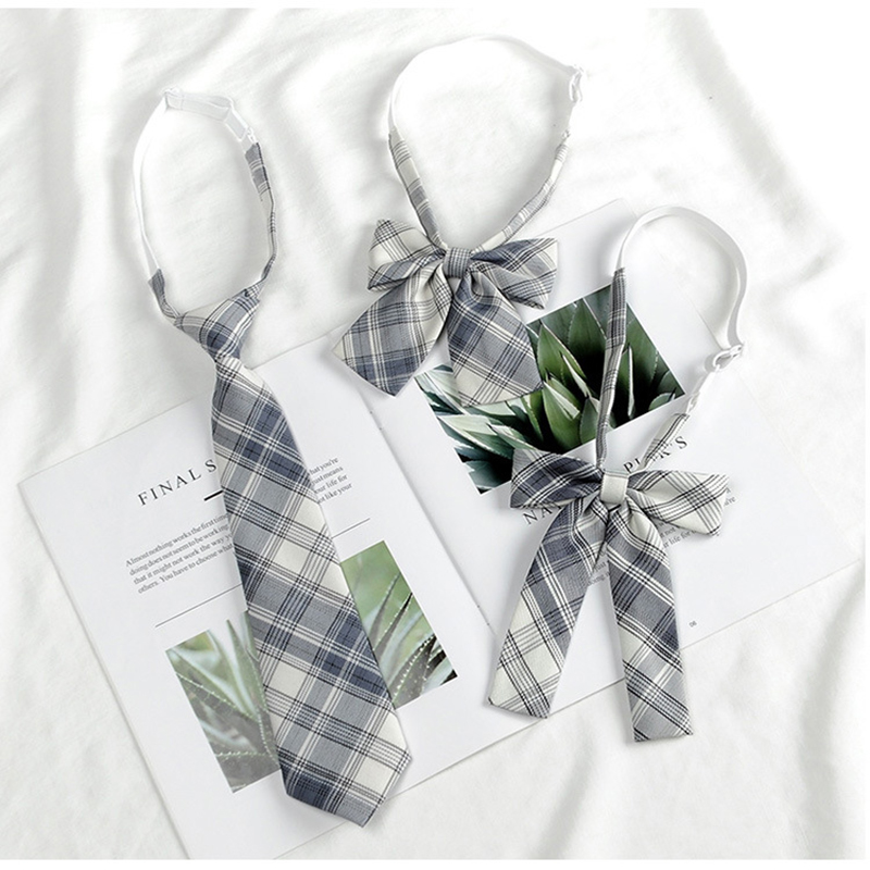 

3pcs/set [Boxer Plaid] JK Bow Tie Female Japanese Apparel Student Uniforms Shirt Same Pleated Skirt Bow Gadget Cute Girls