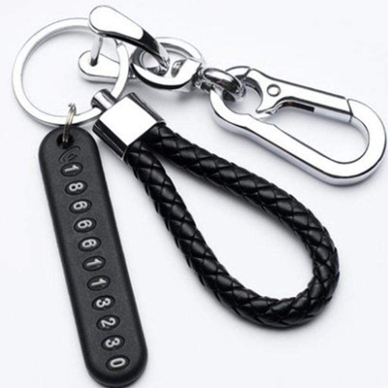 

Keychains Anti-Lost Phone Number Plate Car Key Rings Auto Keychain Braided Rope Pendant Interior Accessories Gifts