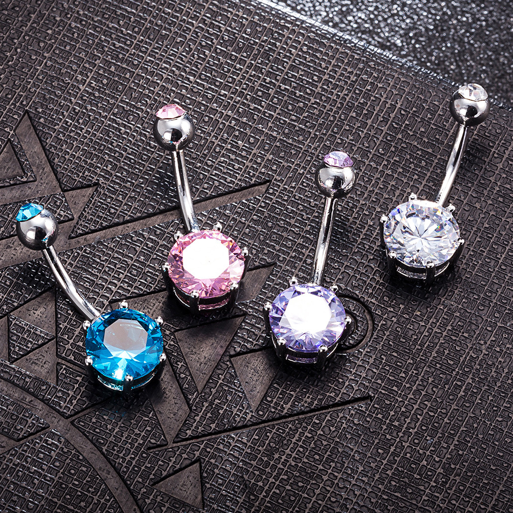 

Women Fashion Navel Belly Button Ring Surgical Steel Bright Crystal Gem Ball Piercing Bar Round Rings Sexy Jewellery
