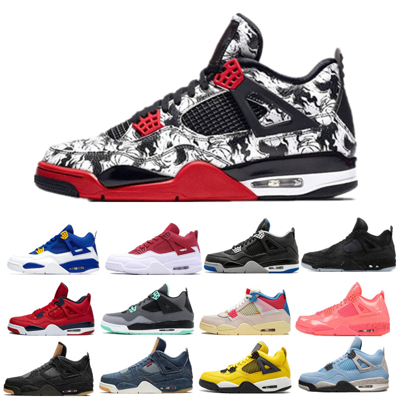 

University Blue Basketball Shoes 4 4s Tattoo Starfish Singles Day Undefeated Travis Purple Toro Bravo Thunder Taupe Haze Mens Women Trainers Sneakers, Yellow