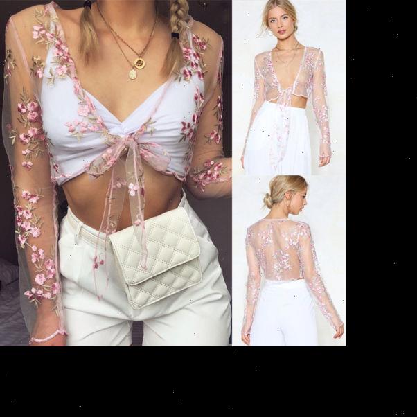 

womens cami summer fashion women fairy mesh sheer floral tank retro embroidered see through crop lace up elegant, White