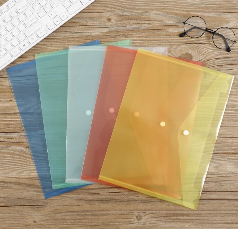 A4 document bag Filing Supplies PP transparent plastic snap fastener tutorial data file cartoon storage bags office stationery test paper-image-729491140
