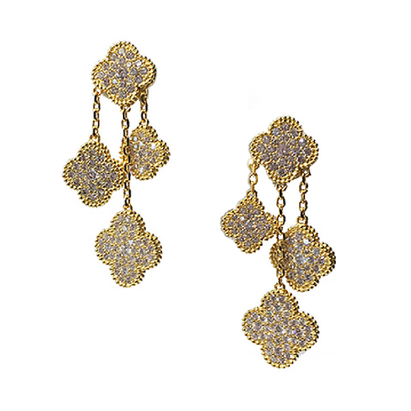 

Fashion Classic 4/Four Leaf Clover Charm Flowers Dangle Stud Earrings S925 Silver 18K Gold Diamonds for Women&Girls Valentine's Mother's Day Engagement Jewelry