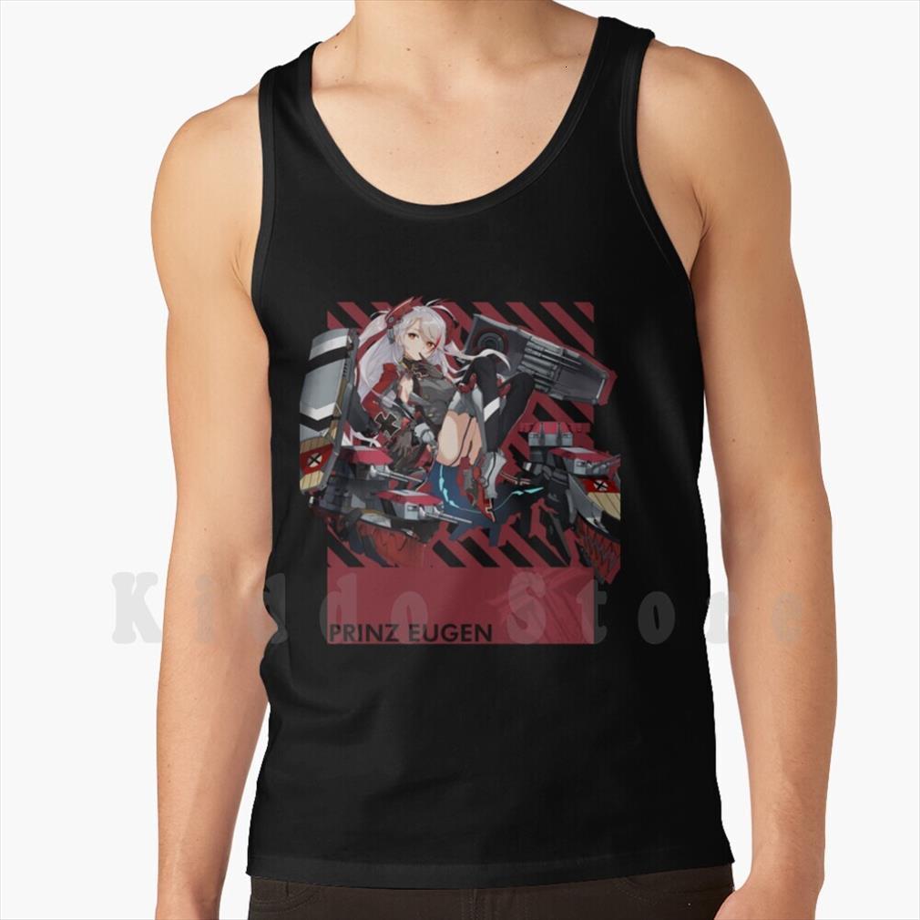 

prinz eugen azur lane typography 5 tank vest sleeveless ship battle girls anime gacha game, White;black