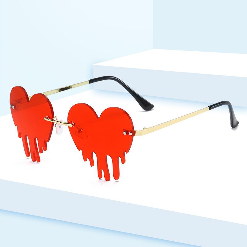 

Sunglasses Vintage Heart Women Brand Designer Personality Frameless Love Fashion Gradient Sun Glasses Party, White;black