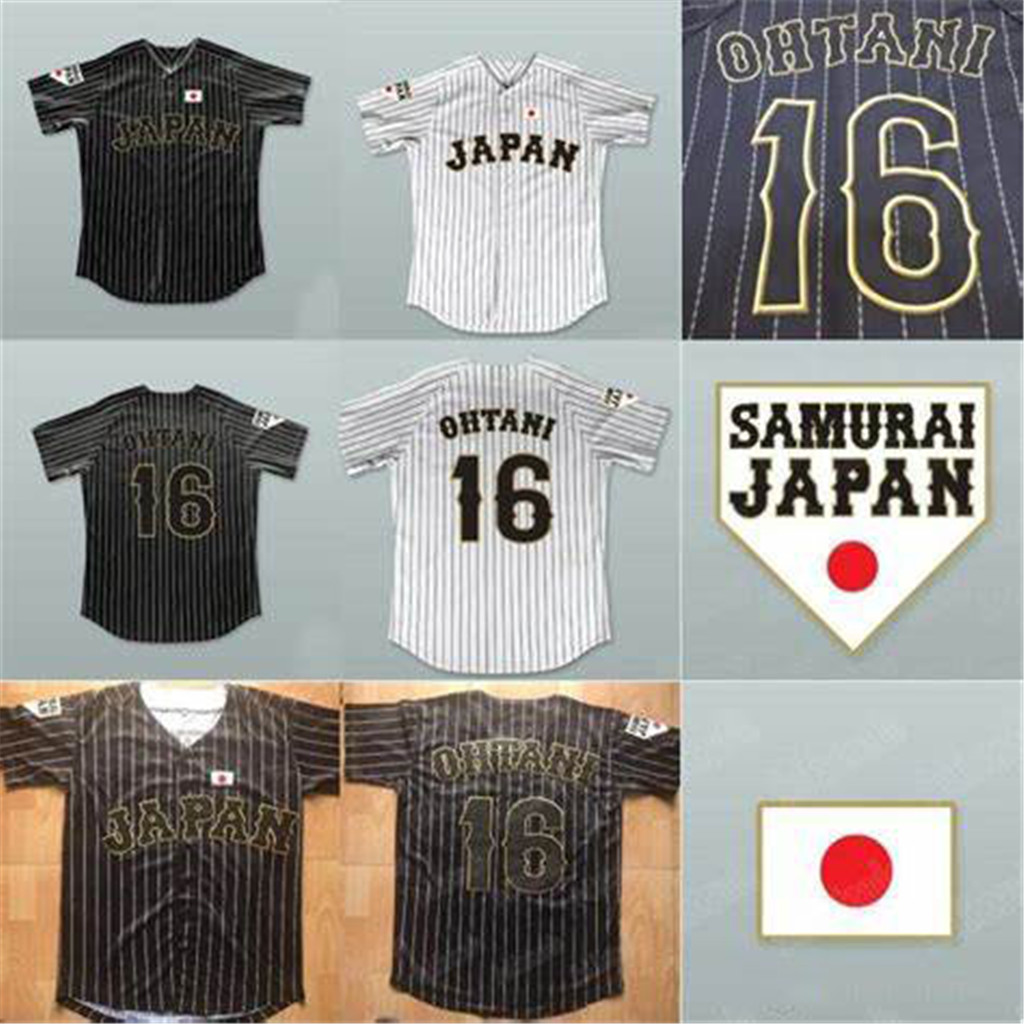 

Japan Samu 16 Shohei Ohtani Jersey 11 Men Baseball Hokkaido Nippon Ham Fighters All Stitched Pinstripe Cool Base Whte Green Black Team Color, 16 black