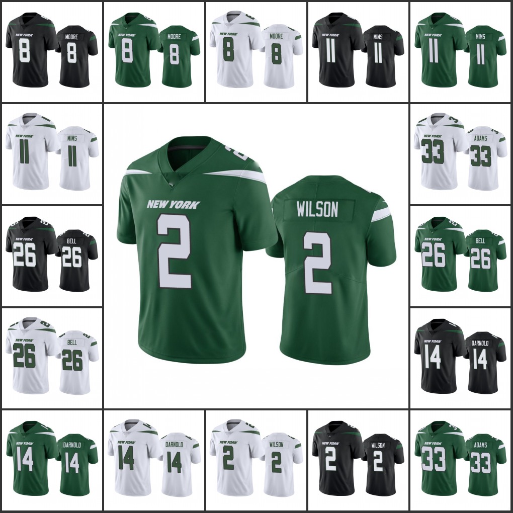 

New YorkJetsMen #8 Elijah Moore 2 Zach Wilson 14 Sam Darnold 26 Le'Veon Bell 11 Denzel Mims Women Youth Vapor Limited Jersey, Black