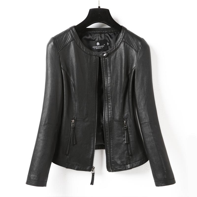 

Women's Leather & Faux Genuine Jacket Women Clothes 2021 Sheepskin Coat Spring Korean Bomber Jackets 4xl Chaqueta Mujer MY2787, Black