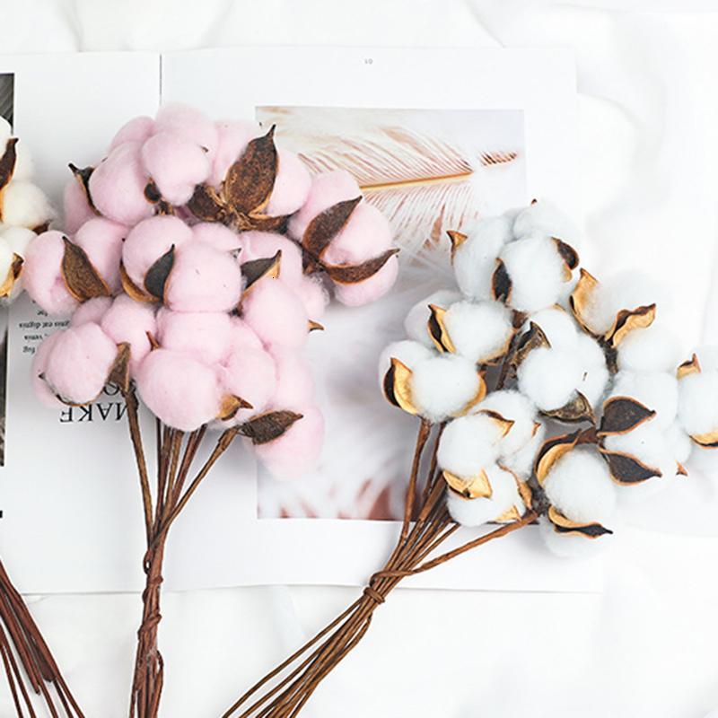 

Natural Immortal Dried Cotton Flowers Artificial Plants Floral Branch For Wedding Party Decoration Fake Home Decorative & Wreaths