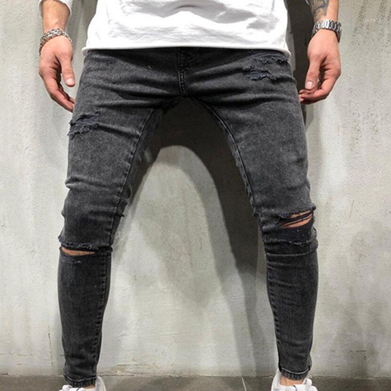 

YUZIBAO Casual Men Ripped Skinny Jeans Stretch Destroyed Frayed Slim Fit Denim Pant With Hole Pencil Pants Trouser Clothing1, Black