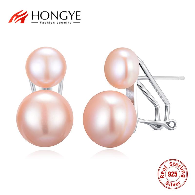 

Dangle & Chandelier HONGYE 925 Sterling Silver Women Earrings For Wedding Natural Freshwater Pearl Double White Drop Earring Femme
