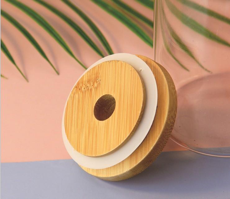 

70mm/86mm Friendly Mason Lids Reusable Bamboo Caps with Straw Hole and Silicone Seal for Jars Canning Drinking Lid