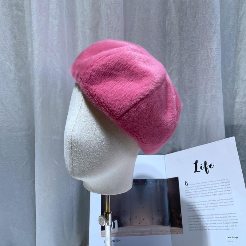 

Beanies Women Girl Fur Knitted Berets Hats Warm Wool Winter Beanie Cap Casual Candy Color Autumn Hat Female Elegant Bonnet