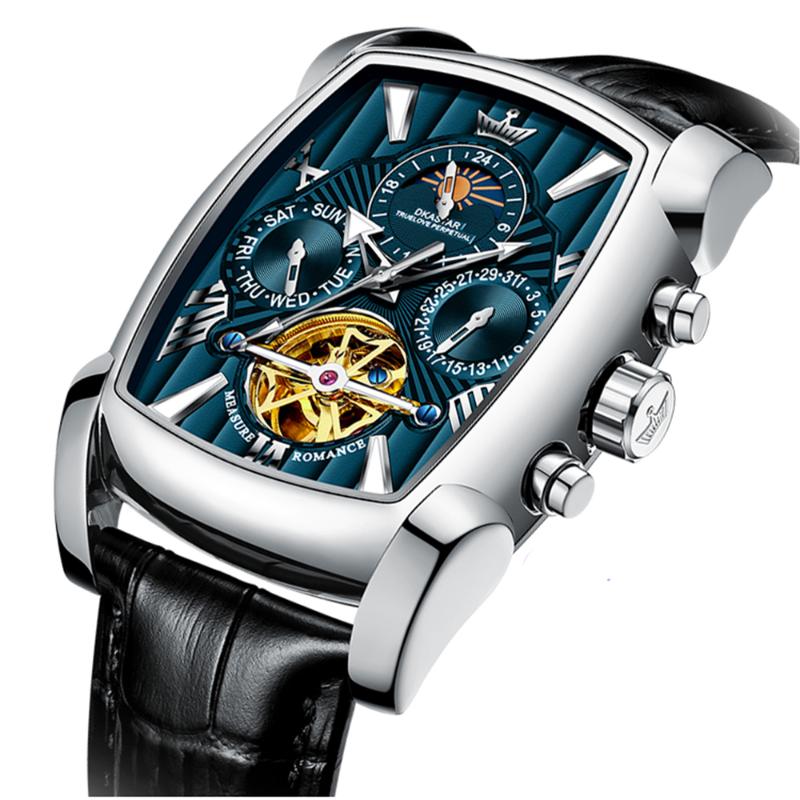 

Wristwatches Fashion Automatic Watch Men Luxury Mechanical Wristwatch Top Brand Tonneau Stainless Steel Luminous 5Bar Waterproof Watches 202, White
