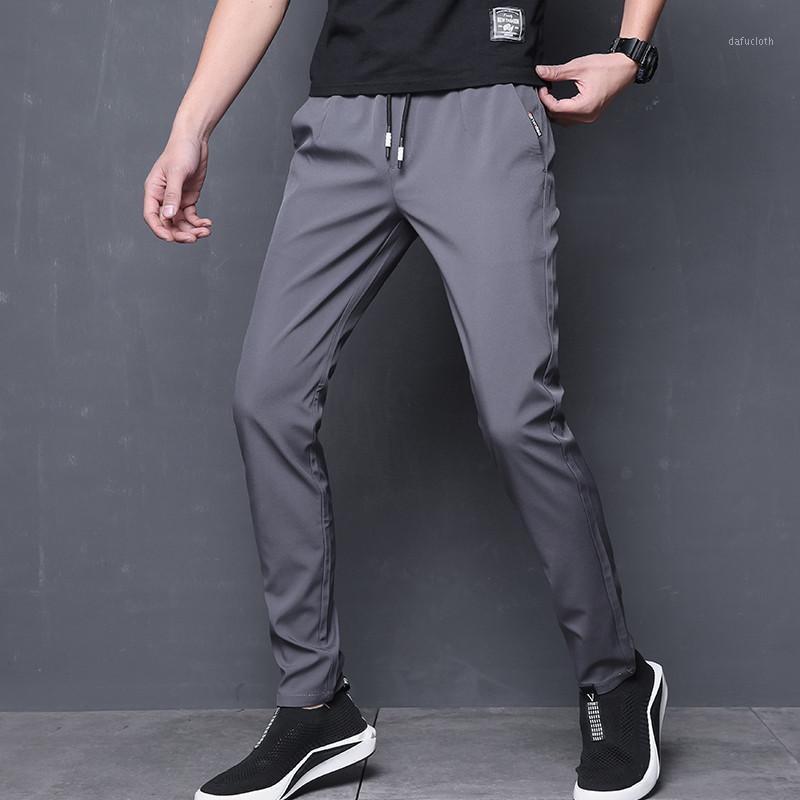 

Trousers Male Black Blue Summer Pants Mens Skinny Stretch Korean Casual Slacks Slim Fit Chino Elastic Waist Jogger Men's, 928 navy
