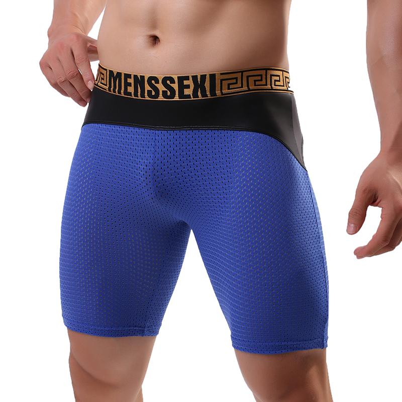 

Underpants Sexy Men Long Boxer Shorts Mesh Breathable Trunks Pants Boxershorts Sportswear Slip Homme Underwear Elastic Panties Nightwear, Black;white