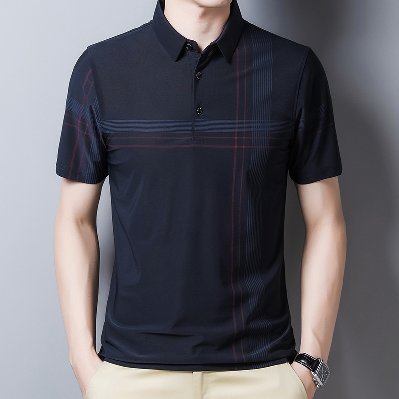 

Summer middle-aged men's polo shirt new short-sleeved t-shirt loose men's compassionate business casual polo shirt clothes, White;black