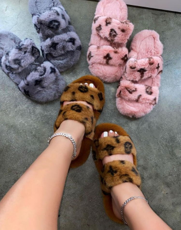

Winter Indoor Fur Slippers House Full Furry Soft Fluffy Plush Platform Flats Heel Non Slip Luxury Designer Shoes Casual Ladies, Black