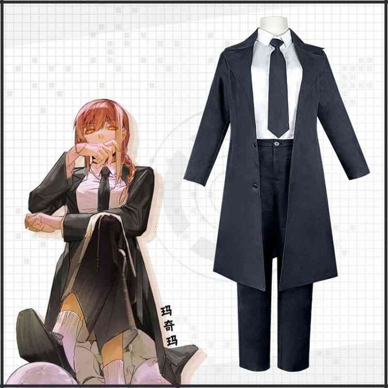 

Women's Trench Coats Japan anime man chainsaw makima cosplay attire woman uniform business suit BZQ6, 1# shoe box