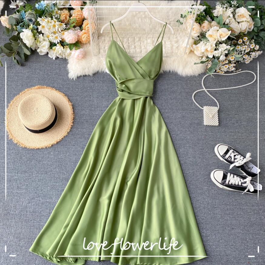 

Women V-neck Summer Dress Sleeveless Sexy Backless Slim Bandage Party Spaghetti Strap Dresses Elegant A-line Midi Dress 210521, White