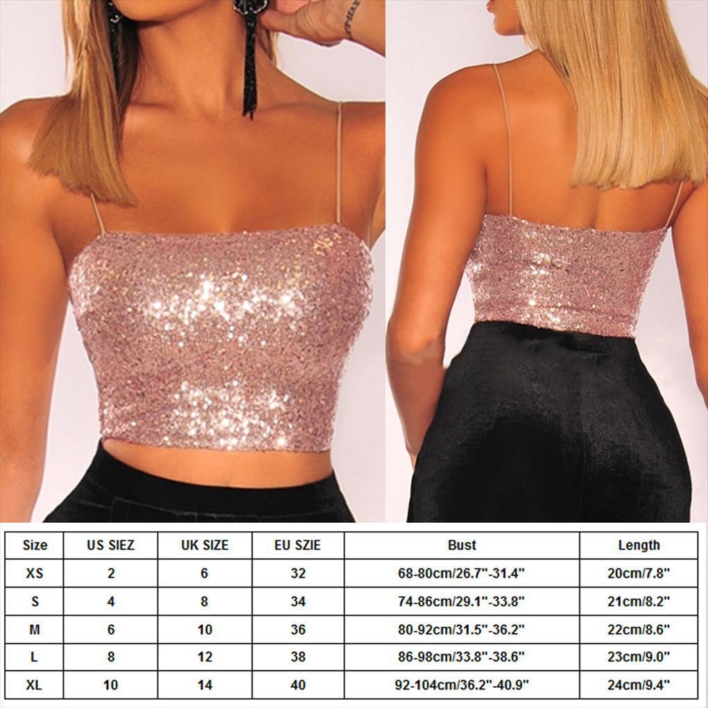 

summer strapless sparkling sequins womens camis club shirts, White