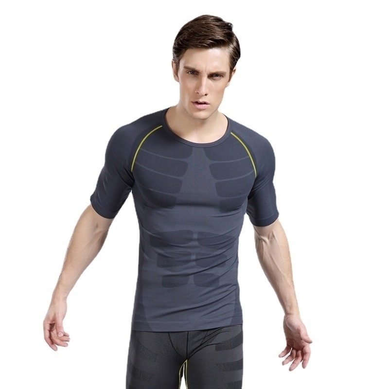 

shaping Men's body shape light pressure, comfortable, fast breathable dry clothes, tight sports, short sleeve, Green