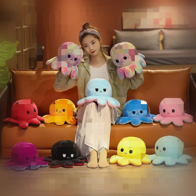 

DHL Reversible Octopus Plush Toys Double-sided Flip Octopus Happy Sad Doll Squid Stuffed Dool For Kids Baby Gift T11