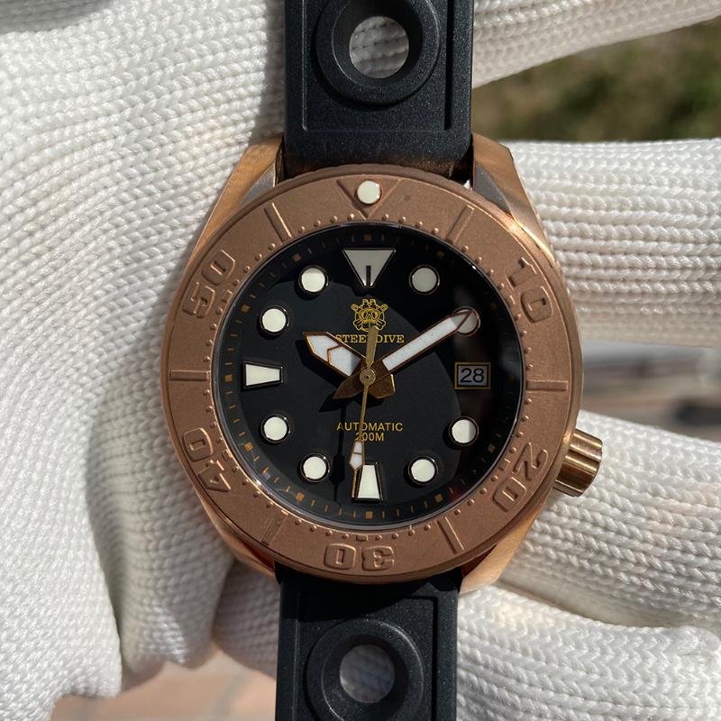 

Wristwatches STEELDIVE Design SD1971S CUSN8 Bronze Dive Watch 200M Waterproof Automatic Japan NH35 Men's BGW9 Luminous Mechanical Wristwatch, 71s-or