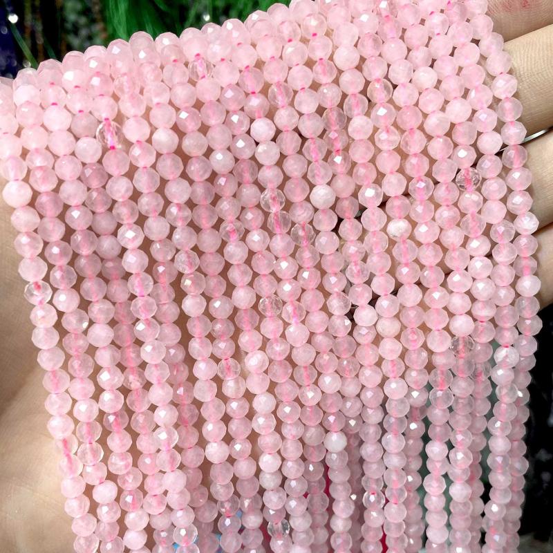 

Other 2 3 4mm Natural Faceted Rose Quartzs Gem Loose Spacer Stone Beads For Jewelry Making Charm DIY Bracelet Necklace Accessories