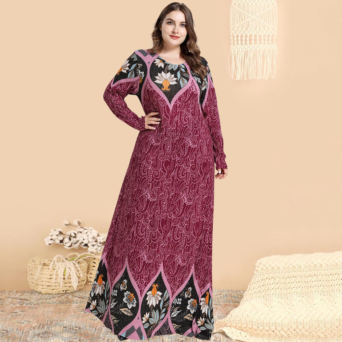 

Eid Long Sleeve Women hijab Dress Moroccan Kaftan Turkey Muslim Abaya Print Djellaba Jilbab Vestidos Islamic Clothing Ramadan