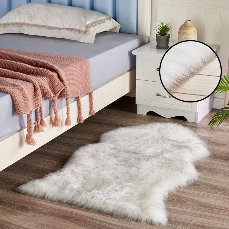 

Carpets Long Hair Solid Seat Pad Home Decor Luxury Rectangle Soft Sheepskin Fluffy Area Rug Faux Carpet Shaggy Living Room