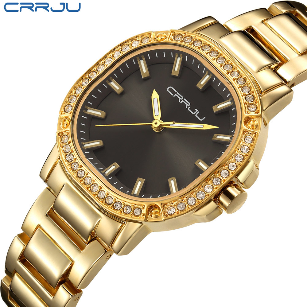 

CRRJU Women Watch Luxury Brand Fashion Casual Ladies Gold Watch Quartz Simple Clock Relogio Feminino Reloj Mujer Montre Femme 210517, Leather rose gold