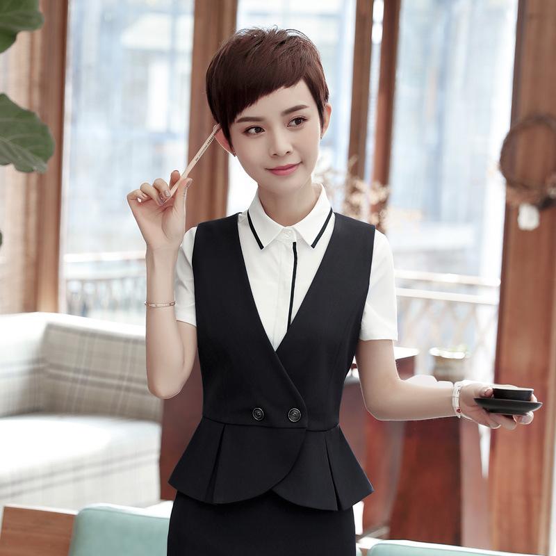 

Women' Suits & Blazers 2021 High Quality Navy Women Vest Fashion Solid Waistcoat Female Business Formal Office Lady Work Bank El Career, Black vest