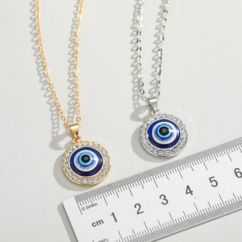 

Pendant Necklaces Blue Turkish Evil Eye Necklace Choker Zircon Round Charms For Women Men Jewelry Lucky Amulet Accessories Gift