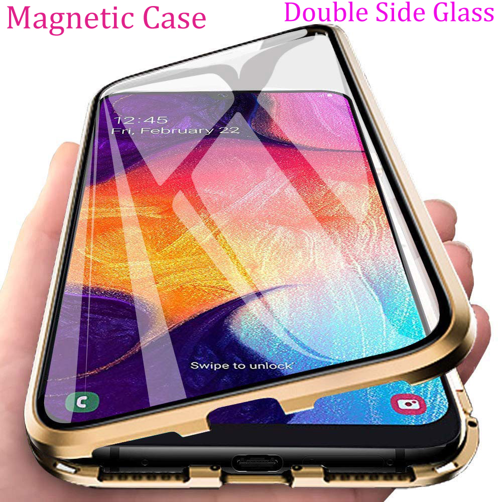 

Metal Magnetic Double Sided Glass Case For Samsung Galaxy A51 A21s A50 A52 A12 A32 A70 A71 M51 A91 A20 A30 S10E M21 M31 S21 S20, Gold