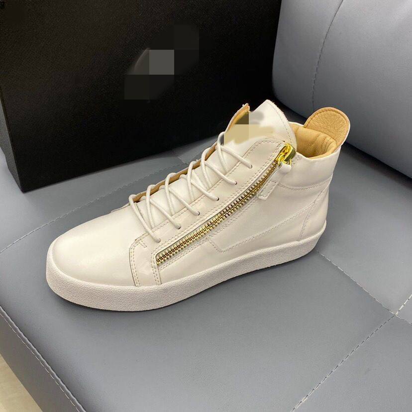 

New brand Italian designer men sneakers women casual shoes genuine leather Lace-Up the high tops brown double zipper decorative chajj0002