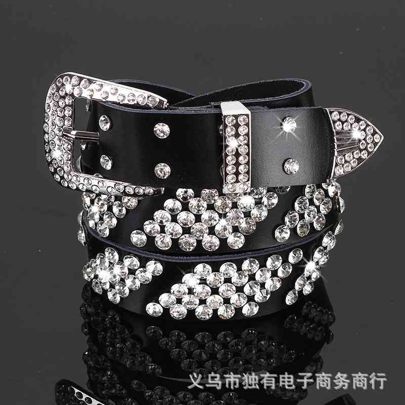 

Designer belts 2023 spike leather women's Rhinestone Belt pants new versatile fashion belt jeans factory outlet