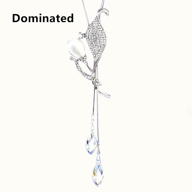 

Pendant Necklaces 2021 Arrival Dominated Women A Long Paragraph Sweater Chain, Female Clothing Accessories And Simple Crystal