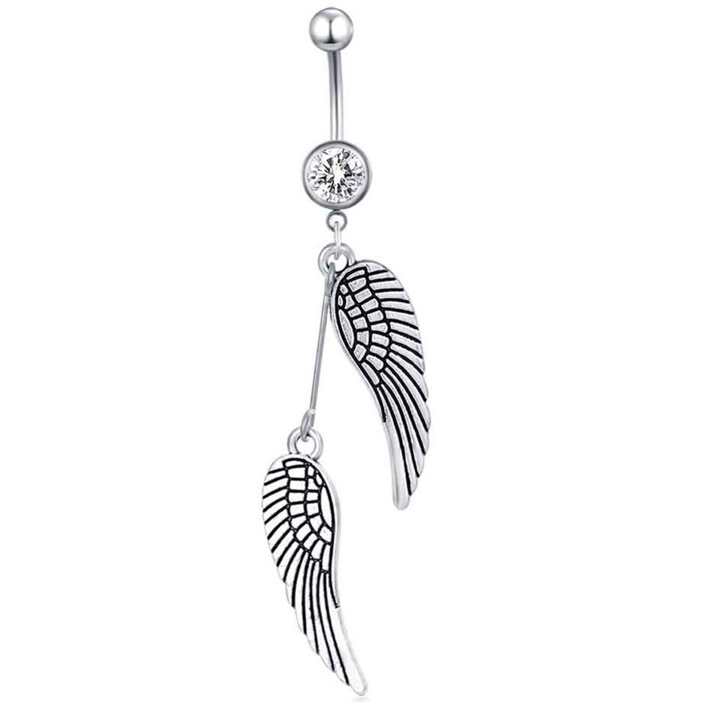 

D0778 Wings Belly Navel Button Ring Silver Color