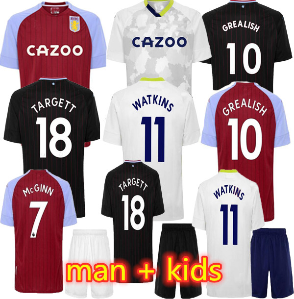 

20-21 man kids GREALISH Aston Villa Soccer Jersey 20 21 home away Football Shirt WESLEY EL GHAZI McGINN DOUGLAS LUIZ JOTA KODJA maillots foot, Black