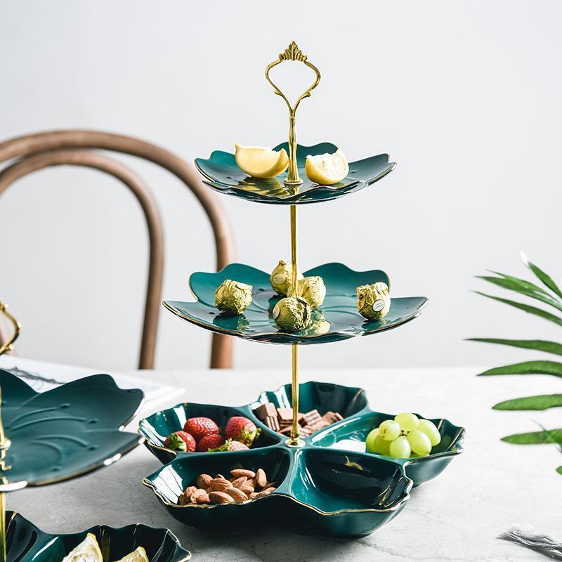 

Storage Bottles & Jars Nordic Ceramic Fruit Plate Living Room Home Multi-layer Light Creative Small Fine Snack Candy Sub-grid Dried