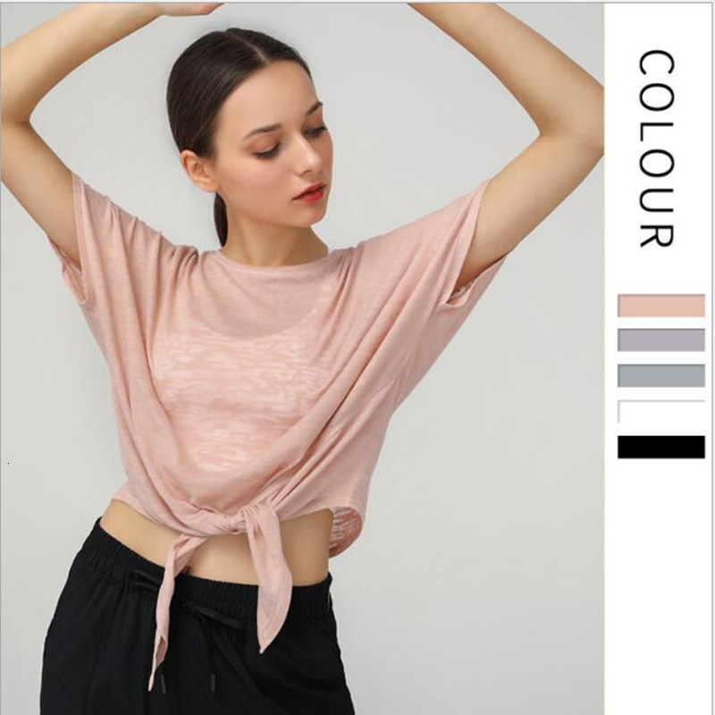 

tracksuits luxury yoga wearlulu relaxed t-shirt lightweight breathable blouse short sleeve fitns women's large yoga suit, Gray