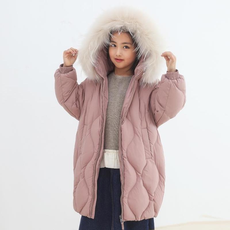

Down Coat Children's Fashion Coats Thicker Warm Big Fur Collar Hooded Oversize Outerwear Kids Winter Jackets For Girls Y3578, Blue;gray