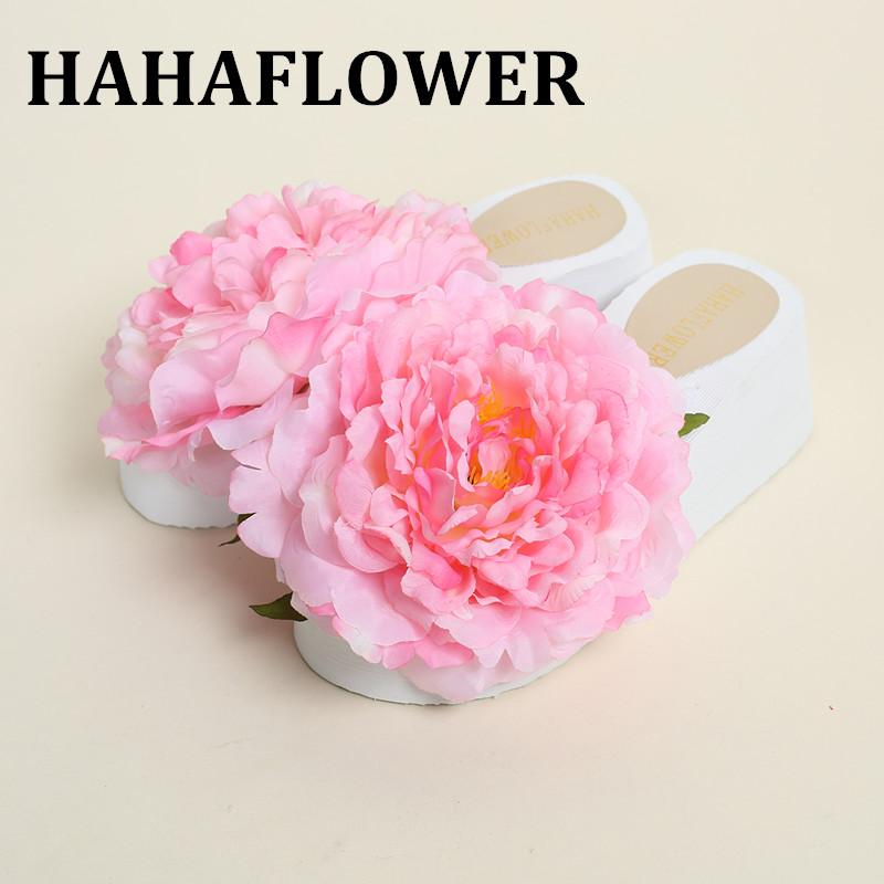 

Slippers HAHA FLOWER Big Woman Flip Flops House Beach Lady Shoes, Black