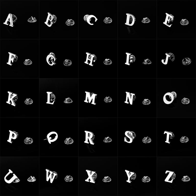 

Pins, Brooches Men's English Letter Pins Quality Brass Material 26 Symbol Designs Wholesale & Retail