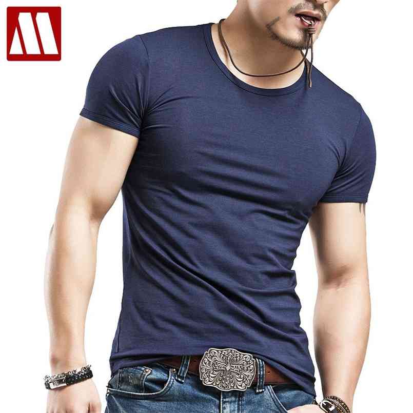 

20 Colors Metrosexual Men Compression Short Sleeve Crew neck Fitness Tight T Shirts Tops Men's Summer tee shirt Big yards S-5XL 210707, O wine