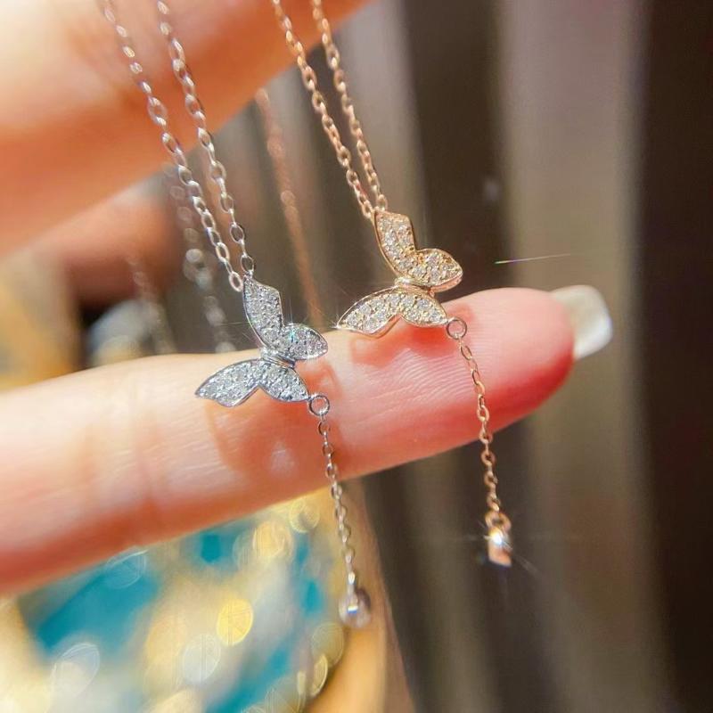 

Pendant Necklaces Creative Gold Silver Color Cubic Zirconia Tassel Butterflies For Women Valentine's Day Birthday Gift