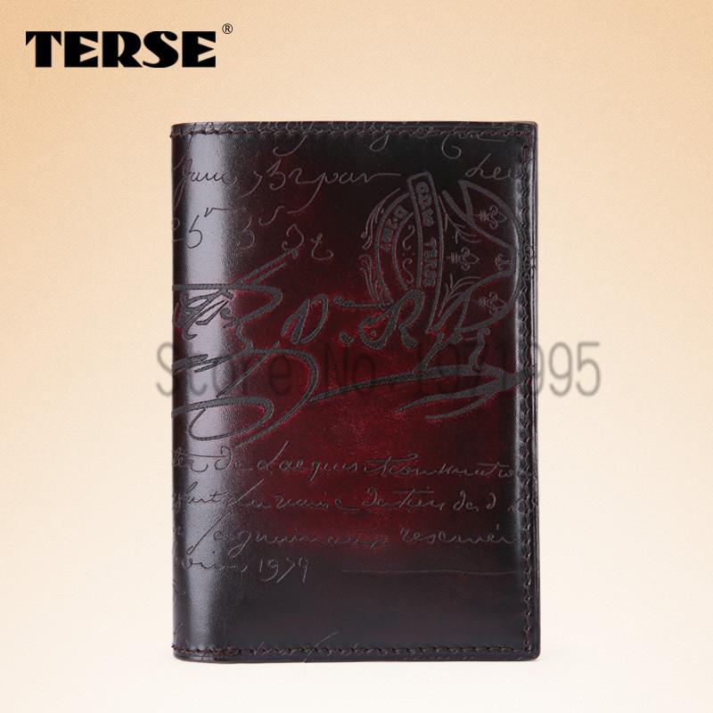 

Wallets TERSE_Genuine Leather Luxury Style High Quality Men Purse Italian Design Factory To Customer Handmade Wallet 386-1, Red;black
