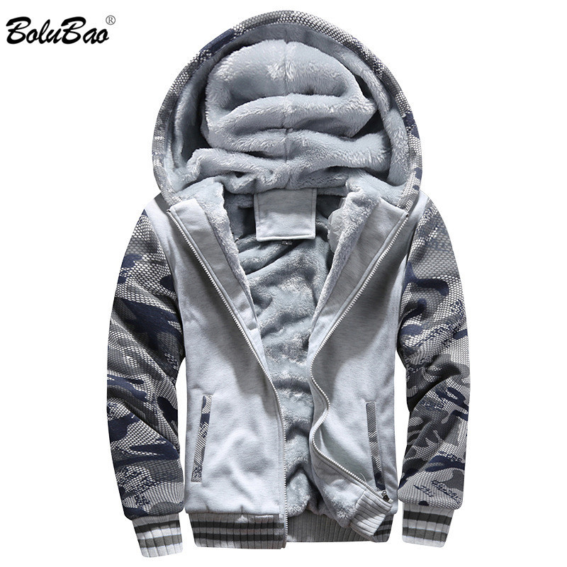 

BOLUBAO Winter Men Casual Hoodies Men's Thick Warm Hooded Sweatshirts Brand Clothing Camouflage Hoodie Sweatshirt Male 210518, Dark gray